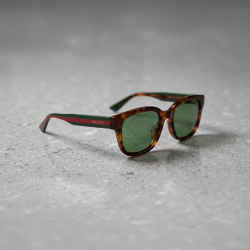Gucci Brown Striped Temple Sunglasses